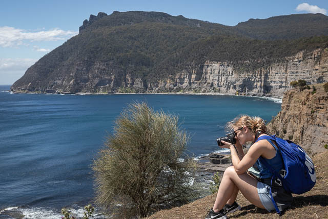 Photographer on photo-oriented tour to Maria Island with Shutterbug Walkabouts, Tasmania