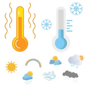 a variety of icons displaying variable weather conditions