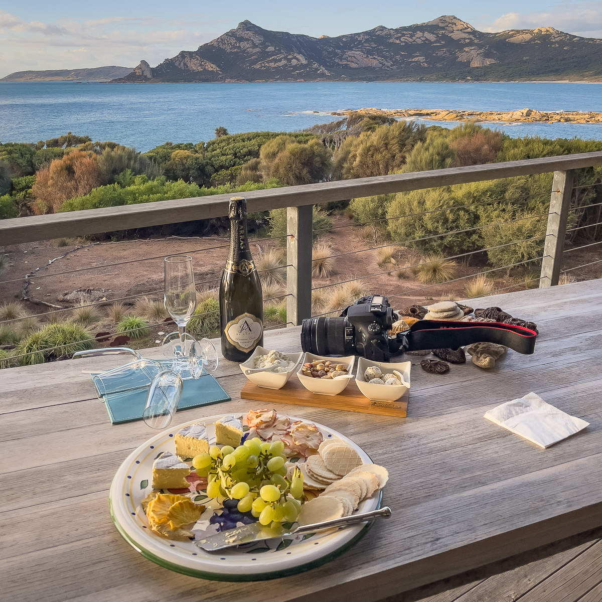 The view from our accommodation at Nautilus Flinders Island in Killiecrankie