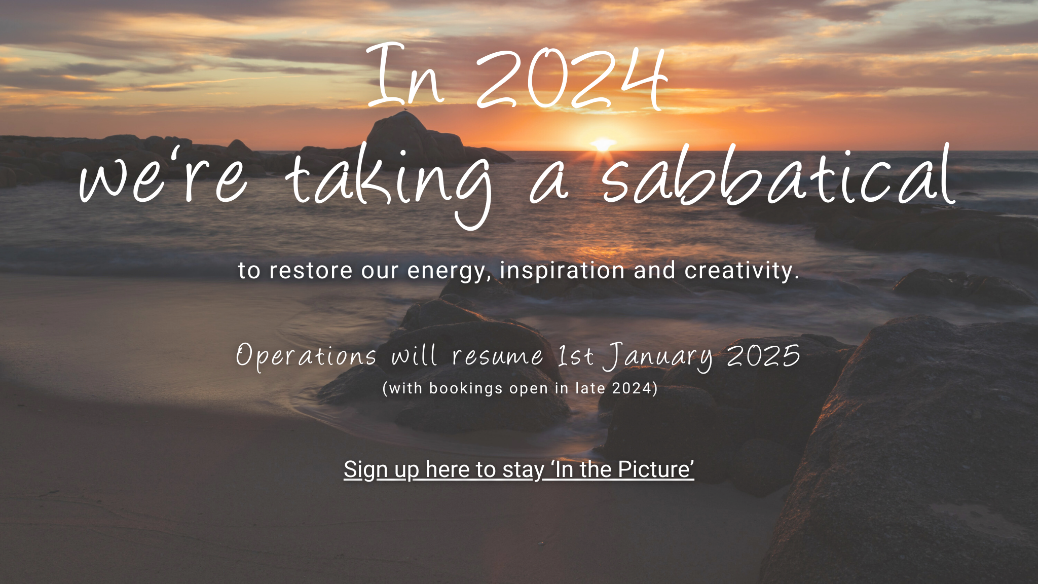 Announcement - Shutterbug Walkabouts is taking a sabbatical in 2024, to restore energy, inspiration and creativity. We're back in 2025.
